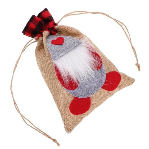 Homoyoyo Weihnachtsmann Geschenkbeutel Kordelzug aus Nachhaltigem Wiederverwendbarer Weihnachtsdeko Beutel mit Niedlichem Wichtelmotiv Praktische Kleine Geschenktasche für Candy und Party von Homoyoyo