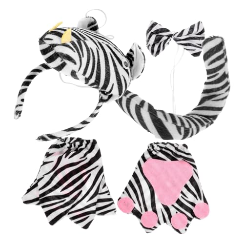 Homoyoyo Zebra Kostüm Set Teilig mit Realistischem Stirnband Fliege und Handschuhen aus Weichem Bequemes Halloween Cosplay Zubehör für Erwachsene und Vielseitig für Karneval und Homoyoyo Zebra Kostüm Set Teilig mit Realistischem Stirnband Fliege und Handschuhen aus Weichem Bequemes Halloween Cosplay Zubehör für Erwachsene und Vielseitig für Karneval und von Homoyoyo