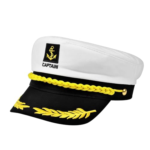 Homshsjhkis Kapitänsmütze Herren, Yacht Matrosenmütze, Verstellbare Marine Mütze, Schiff Boot Seemannsmütze Seemann Admiral für Karneval Mottoparty Partys Cosplay, Damen Männer Erwachsene, Weiß Homshsjhkis Kapitänsmütze Herren, Yacht Matrosenmütze, Verstellbare Marine Mütze, Schiff Boot Seemannsmütze Seemann Admiral für Karneval Mottoparty Partys Cosplay, Damen Männer Erwachsene, Weiß von Homshsjhkis