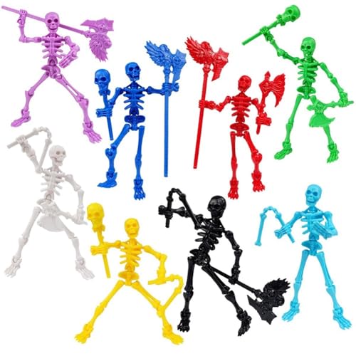 360° Poseable Skeleton Warrior Kit, 3D Printed Skeleton Action Figure, Halloween Human Torch Action Figure, Horror Tiny Fully Articulated Splicing Movable for Desktop Decorations(8PCS) von Homtrator