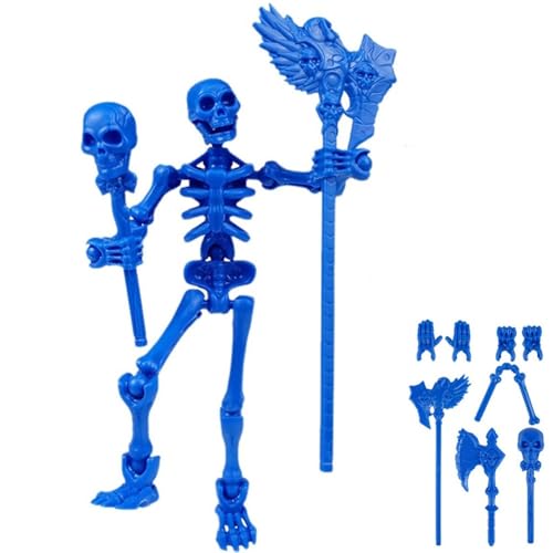 360° Poseable Skeleton Warrior Kit, 3D Printed Skeleton Action Figure, Halloween Human Torch Action Figure, Horror Tiny Fully Articulated Splicing Movable for Desktop Decorations(Dark Blue) von Homtrator