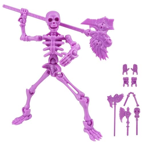 360° Poseable Skeleton Warrior Kit, 3D Printed Skeleton Action Figure, Halloween Human Torch Action Figure, Horror Tiny Fully Articulated Splicing Movable for Desktop Decorations(Purple) von Homtrator