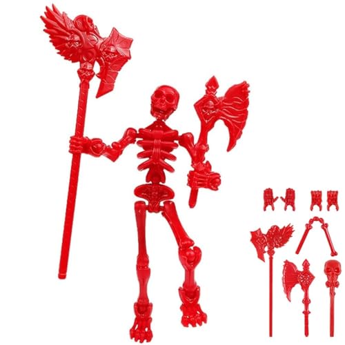 360° Poseable Skeleton Warrior Kit, 3D Printed Skeleton Action Figure, Halloween Human Torch Action Figure, Horror Tiny Fully Articulated Splicing Movable for Desktop Decorations(Red) von Homtrator