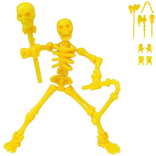 360° Poseable Skeleton Warrior Kit, 3D Printed Skeleton Action Figure, Halloween Human Torch Action Figure, Horror Tiny Fully Articulated Splicing Movable for Desktop Decorations(Yellow) von Homtrator