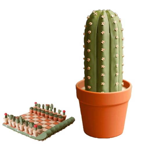 CactiChess - Aufrollbares Kaktus-Schachspiel, 3D-gedruckte Kaktus-Schreibtischdekoration, Magnetisches Klappschachbrett, Einzigartige Pflanzenförmige Figuren, Geschenk Für Kinder Und Erwachsene von Homtrator