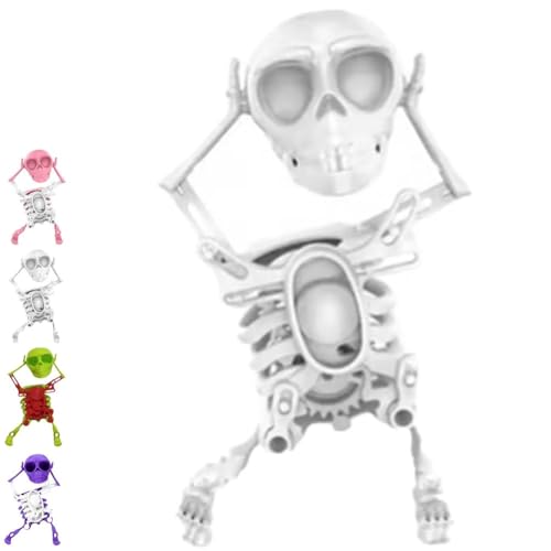 Das Tanzende Skelett, Das Die Show Stiehlt! Das Gruselige, Schwingende Skelett, 3D-Skelett Für Aufziehen Auf Dem Schreibtisch Mit Schwingendem Uhrwerk Für Die Halloween-Schreibtischdekoration(Weiß) von Homtrator