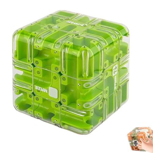 Großer Labyrinth-Puzzle-Würfel – spannendes Denkspiel für Erwachsene und Kinder, intelligenter Rollball-Raumwürfel-Labyrinth, Logik-Puzzle, Stressabbau-Zappelwürfel, pädagogisches Fokusspiel(Grün) von Homtrator