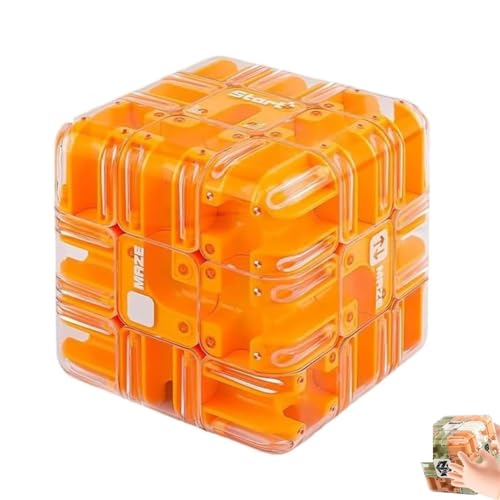 Großer Labyrinth-Puzzle-Würfel – spannendes Denkspiel für Erwachsene und Kinder, intelligenter Rollball-Raumwürfel-Labyrinth, Logik-Puzzle, Stressabbau-Zappelwürfel, pädagogisches Fokusspiel(Orange) von Homtrator