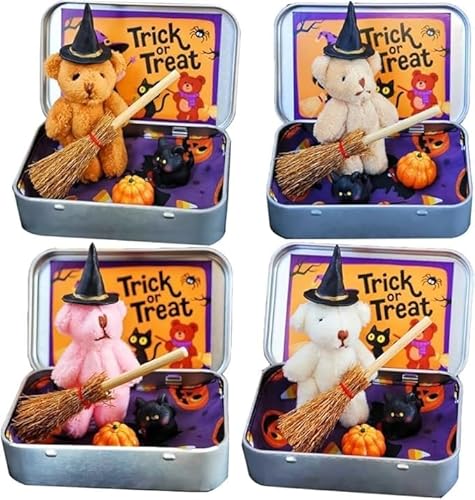 Homtrator Halloween-Bär In Einer Schachtel Für „Süßes Oder Saures“, Handgemachte Süße Hexe In Einer Schachtel, Mini-Plüsch-Hexenbär Als Halloween-Partygeschenk, Dekoration Mit Hexendecke(4PCS) Homtrator Halloween-Bär In Einer Schachtel Für „Süßes Oder Saures“, Handgemachte Süße Hexe In Einer Schachtel, Mini-Plüsch-Hexenbär Als Halloween-Partygeschenk, Dekoration Mit Hexendecke(4PCS) von Homtrator
