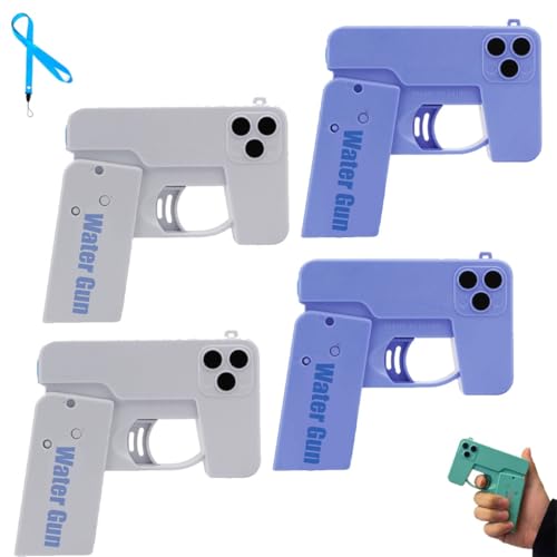 Manuell Faltbare Mini-Wasserpistole, Verformbare Kleine Wasserpistole in Handyform, Manueller Kontinuierlicher Doppelkopf-Wasserstrahler for Sommerstrand Im Freien, Schwimmbecken, Gartenparty von Homtrator