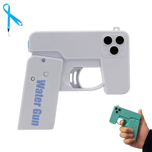 Manuell Faltbare Mini-Wasserpistole, Verformbare Kleine Wasserpistole in Handyform, Manueller Kontinuierlicher Doppelkopf-Wasserstrahler for Sommerstrand Im Freien, Schwimmbecken, Gartenparty von Homtrator