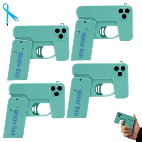 Manuell Faltbare Mini-Wasserpistole, Verformbare Kleine Wasserpistole in Handyform, Manueller Kontinuierlicher Doppelkopf-Wasserstrahler for Sommerstrand Im Freien, Schwimmbecken, Gartenparty von Homtrator