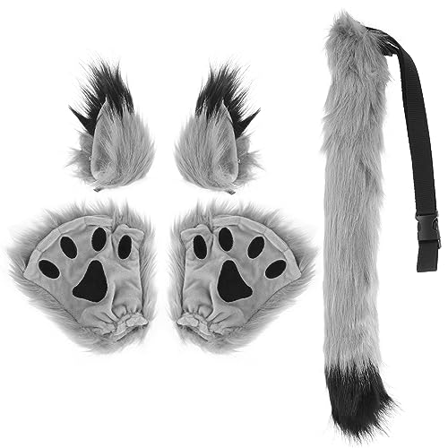 HonGien Fuchsohren Set, Fox Wolf Kostüm, Grau Fuchs Cosplay Set für Halloween, Weihnachten, Karneval Party HonGien Fuchsohren Set, Fox Wolf Kostüm, Grau Fuchs Cosplay Set für Halloween, Weihnachten, Karneval Party von HonGien
