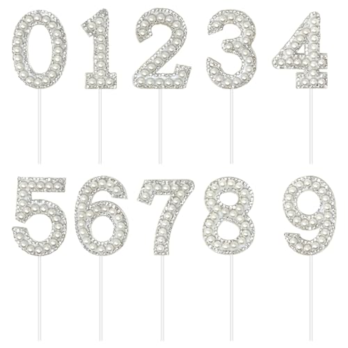 Honbay Tortenaufsätze mit Zahlen 0–9, Perlen, Kuchendekoration für Geburtstag, Party, Hochzeit, Jahrestag, 20 Stück Honbay Tortenaufsätze mit Zahlen 0–9, Perlen, Kuchendekoration für Geburtstag, Party, Hochzeit, Jahrestag, 20 Stück von Honbay