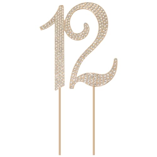 Honbay Tortenaufsatz für 12 Geburtstage, glitzernde Legierung, Kristall-Strasssteine, Kuchendekoration, für 12. Geburtstag oder Jubiläumsfeier von Honbay