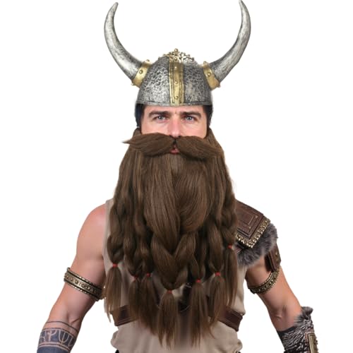 Honcloud Realistisch – Neuheit Wikinger Zwerg vorgestylt geflochten für Cosplay & Halloween, Braun, Free Size von Honcloud