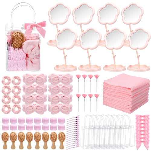 Honeydak Spa-Party-Zubehör, 8 Sets, Übernachtungsparty-Geschenk mit Holzhaarbürste, Spiegel, Stirnband, Armbänder, Haarnadel, Haargummis, Gesichtshandtuch, Make-up-Pinsel, Kosmetiktaschen für Spa Honeydak Spa-Party-Zubehör, 8 Sets, Übernachtungsparty-Geschenk mit Holzhaarbürste, Spiegel, Stirnband, Armbänder, Haarnadel, Haargummis, Gesichtshandtuch, Make-up-Pinsel, Kosmetiktaschen für Spa von Honeydak