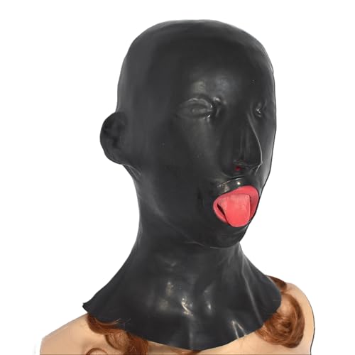 Honeylust Anatomisch geformte Latexmaske mit Mundstück & Nasenröhchen - 57 cm Umfang - Augenmaske - Gummi Haube mit Reißverschluss - Karneval Fasching Halloween Accessoire von Honeylust