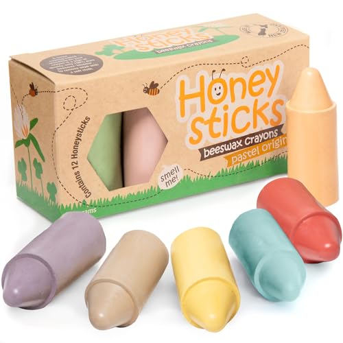 Honeysticks 100% reine Bienenwachsmalstifte (12 Stück) – Pastellfarbene Jumbo-Malstifte für Kleinkinder, Kinder – ungiftig, lebensmittelecht, nachhaltig hergestellt in Neuseeland – große Größe ist von Honeysticks