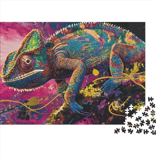 Chameleon 500 Stück Home Dekoration 500 Teile Farbenfrohes Puzzlespiel Holzpuzzles Funny Chameleon Puzzle Abwechslungsreiche Puzzleteile Puzzles Für Erwachsene 500pcs (52x38cm) von HongZhic