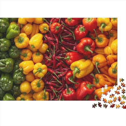 Color Pepper 500 Stück Spielzeug Geschenk 500 Teile Farbenfrohes Puzzlespiel Holzpuzzles Bright Colored Peppers Puzzle Abwechslungsreiche Puzzleteile Puzzles Für Erwachsene 500pcs (52x38cm) von HongZhic