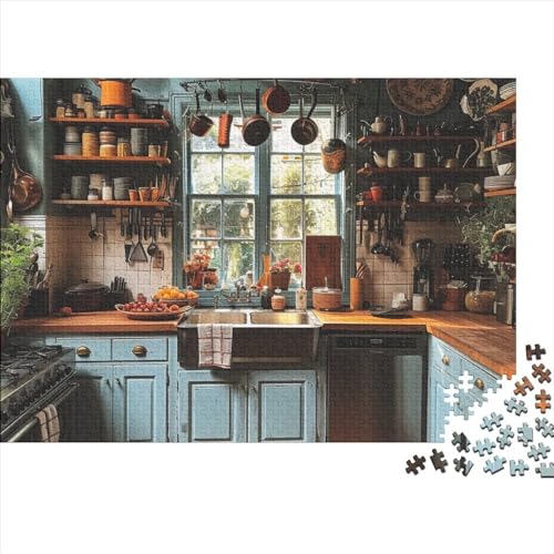 Kitchen 1000 Stück Spielzeug Geschenk 1000 Teile Farbenfrohes Puzzlespiel Holzpuzzles The Dazzling Kitchen Puzzle Ganze Familie Spaß Puzzleteile Puzzles Für Erwachsene 1000pcs (75x50cm) von HongZhic