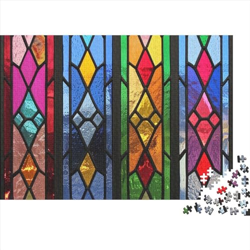 Stained Glass 300 Stück Spielzeug Geschenk 300 Teile Farbenfrohes Puzzlespiel Holzpuzzles Pretty Glass Puzzle Ganze Familie Spaß Puzzleteile Puzzles Für Erwachsene 300pcs (40x28cm) von HongZhic