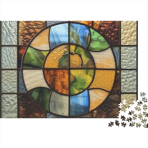 Stained Glass 500 Stück Spielzeug Geschenk 500 Teile Kein Staub Puzzlespiel Holzpuzzles Pretty Glass Puzzle Ganze Familie Spaß Puzzleteile Puzzles Für Erwachsene 500pcs (52x38cm) von HongZhic