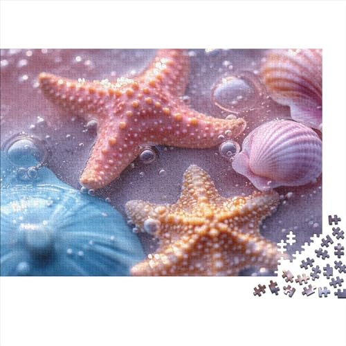 Starfish 500 Stück Home Dekoration 500 Teile Farbenfrohes Puzzlespiel Holzpuzzles Interesting Starfish Puzzle Ganze Familie Spaß Puzzleteile Puzzles Für Erwachsene 500pcs (52x38cm) von HongZhic