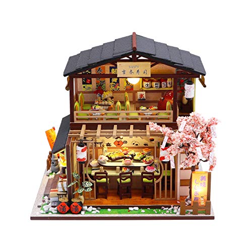 Architektur-Modellbausatz mit Staubabdeckung und LED-Licht (Gibbon Sushi Restaurant) von Hongda