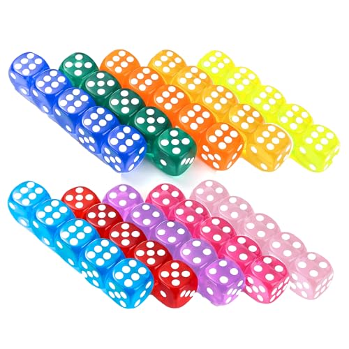 50 Stück Würfel Set,14mm Spielwürfel,Farben Würfel Set,Acryl Würfel Bunt mit Runden Ecken,Bunte würfel(10 Farben),Dice,Würfel Farbig,für Würfelspiele Tischspiele KTV Party Tutoring von Hongoen