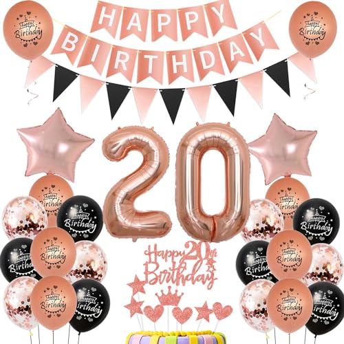 20. Geburtstag Dekoration,rosegold Tortendeko Geburtstag 20 Jahre Frauen,Party Deko 20 Geburtstag Frau Schwarz rosegold ,Tortendeko 20. Geburtstag Frauen,Geburtstagsdeko 20 Jahre Frau Mädchen 20. Geburtstag Dekoration,rosegold Tortendeko Geburtstag 20 Jahre Frauen,Party Deko 20 Geburtstag Frau Schwarz rosegold ,Tortendeko 20. Geburtstag Frauen,Geburtstagsdeko 20 Jahre Frau Mädchen von Hongyantech