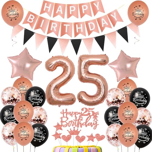 25. Geburtstag Dekoration,rosegold Tortendeko Geburtstag 25 Jahre Frauen,Party Deko 25 Geburtstag Frau Schwarz rosegold,Tortendeko 25. Geburtstag Frauen,Geburtstagsdeko 25 Jahre Frau Mädchen 25. Geburtstag Dekoration,rosegold Tortendeko Geburtstag 25 Jahre Frauen,Party Deko 25 Geburtstag Frau Schwarz rosegold,Tortendeko 25. Geburtstag Frauen,Geburtstagsdeko 25 Jahre Frau Mädchen von Hongyantech