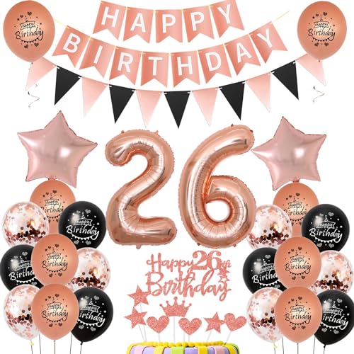 26. Geburtstag Dekoration,rosegold Tortendeko Geburtstag 26 Jahre Frauen,Party Deko 26 Geburtstag Frau Schwarz rosegold ,Tortendeko 26. Geburtstag Frauen,Geburtstagsdeko 26 Jahre Frau Mädchen 26. Geburtstag Dekoration,rosegold Tortendeko Geburtstag 26 Jahre Frauen,Party Deko 26 Geburtstag Frau Schwarz rosegold ,Tortendeko 26. Geburtstag Frauen,Geburtstagsdeko 26 Jahre Frau Mädchen von Hongyantech