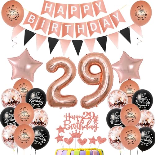 29. Geburtstag Dekoration,rosegold Tortendeko Geburtstag 29 Jahre Frauen,Party Deko 29 Geburtstag Frau Schwarz rosegold ,Tortendeko 29. Geburtstag Frauen,Geburtstagsdeko 29 Jahre Frau Mädchen 29. Geburtstag Dekoration,rosegold Tortendeko Geburtstag 29 Jahre Frauen,Party Deko 29 Geburtstag Frau Schwarz rosegold ,Tortendeko 29. Geburtstag Frauen,Geburtstagsdeko 29 Jahre Frau Mädchen von Hongyantech