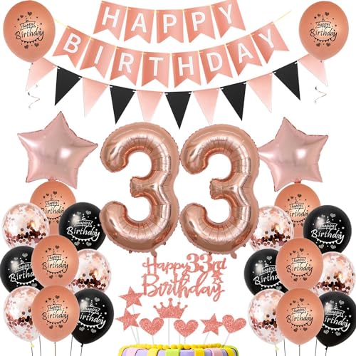 33. Geburtstag Dekoration,rosegold Tortendeko Geburtstag 33 Jahre Frauen,Party Deko 33 Geburtstag Frau Schwarz rosegold ,Tortendeko 33. Geburtstag Frauen,Geburtstagsdeko 33 Jahre Frau Mädchen 33. Geburtstag Dekoration,rosegold Tortendeko Geburtstag 33 Jahre Frauen,Party Deko 33 Geburtstag Frau Schwarz rosegold ,Tortendeko 33. Geburtstag Frauen,Geburtstagsdeko 33 Jahre Frau Mädchen von Hongyantech