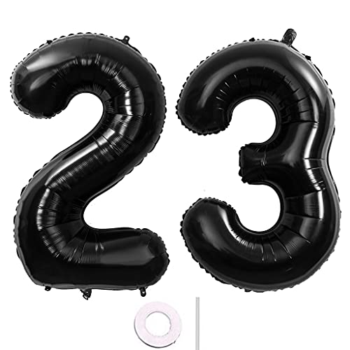 40 Zoll 2 Luftballons Zahle 23 jahre Geburtstag deko Schwarz XXL 100cm Zahlenballon 23 Schwarz Nummer Riesen Folienballon 23 Ballon Zahl 23 Heliumballon Luftballons 23 Geburtstag Deko mann frauen(23) von Hongyantech