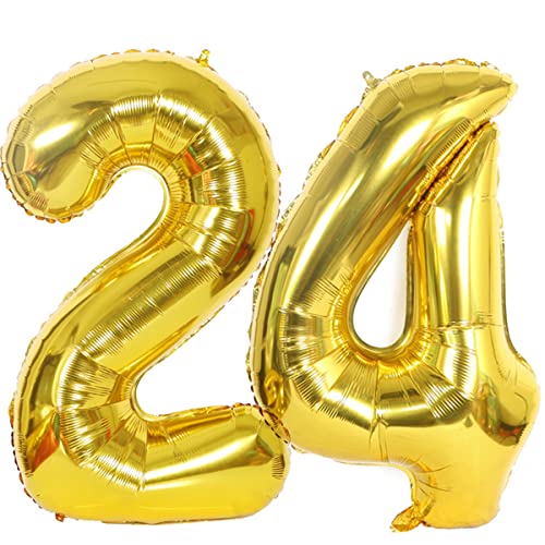 Helium Luftballons 24 gold Geburtstagsdeko 40" 24 Geburtstag Party Deko Supplies,ballon 24 geburtstag,24 luftballon gold,folienballon 24 geburtstag mann frau ballon 24 geburtstag deko gold(24) von Hongyantech
