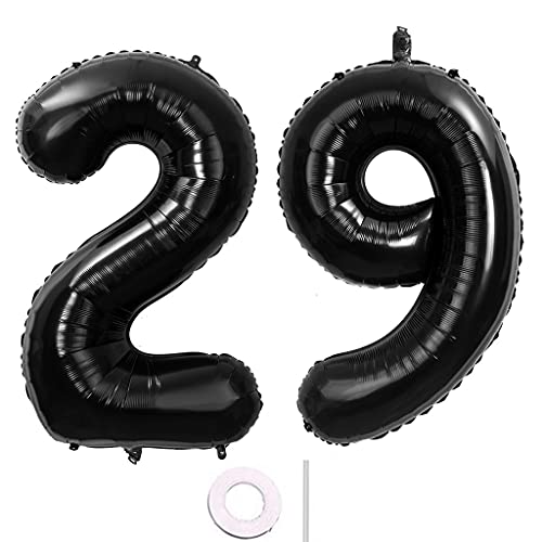 40 Zoll 2 Luftballons Zahle 29 jahre Geburtstag deko Schwarz XXL 100cm Zahlenballon 29 Schwarz Nummer Riesen Folienballon 29 Ballon Zahl 29 Heliumballon Luftballons 29 Geburtstag Deko mann frauen(29) von Hongyantech