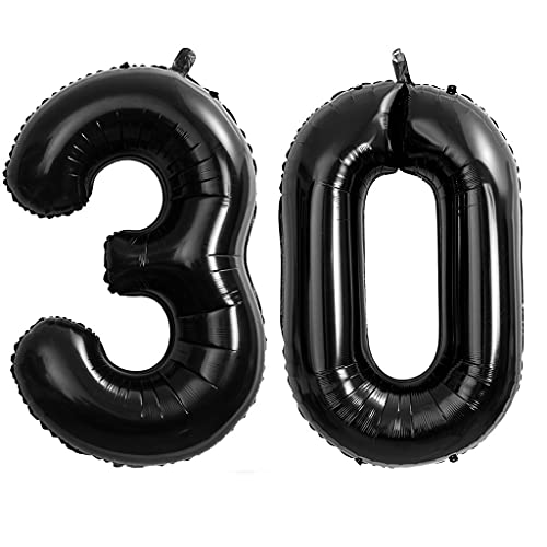 40 Zoll 2 Luftballons Zahle 30 jahre Geburtstag deko Schwarz XXL 100cm Zahlenballon 30 Schwarz Nummer Riesen Folienballon 30 Ballon Zahl 30 Heliumballon Luftballons 30 Geburtstag Deko mann frauen(30) von Hongyantech