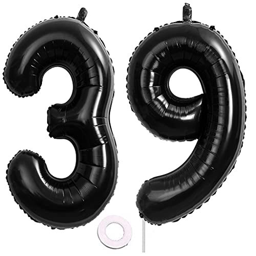 40 Zoll 2 Luftballons Zahle 39. Schwarz Geburtstag XXL 100cm Riesen Folienballon Zahlenballon 39 Schwarz Nummer Folienballon 39 Ballon Zahl 39 Heliumballon Luftballon 39 für Geburtstag Party Deko(39) von Hongyantech