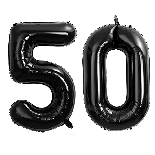 40 Zoll 2 Luftballons Zahle 50. Schwarz Geburtstag XXL 100cm Riesen Folienballon Zahlenballon 50 Schwarz Nummer Folienballon 50 Ballon Zahl 50 Heliumballon Luftballon 50 für Geburtstag Party Deko(50) von Hongyantech