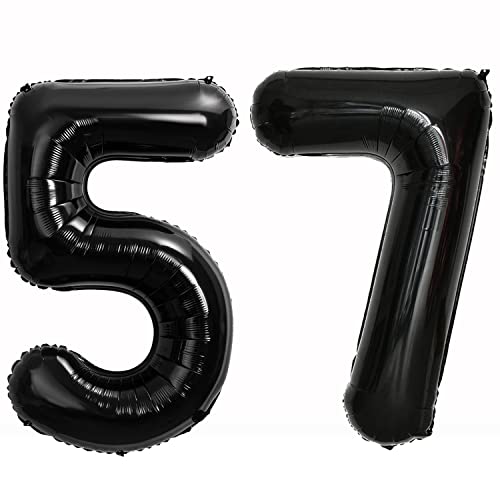 40 Zoll 2 Luftballons Zahle 57. Schwarz Geburtstag XXL 100cm Riesen Folienballon Zahlenballon 57 Schwarz Nummer Folienballon 57 Ballon Zahl 57 Heliumballon Luftballon 57 für Geburtstag Party Deko(57) von Hongyantech