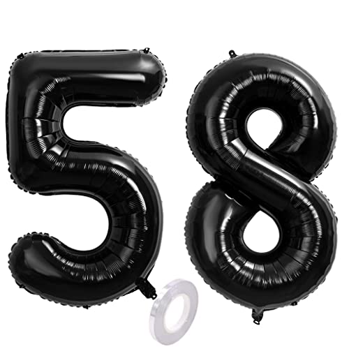40 Zoll 2 Luftballons Zahle 58. Schwarz Geburtstag XXL 100cm Riesen Folienballon Zahlenballon 58 Schwarz Nummer Folienballon 58 Ballon Zahl 58 Heliumballon Luftballon 58 für Geburtstag Party Deko(58) von Hongyantech