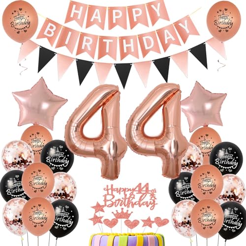 44. Geburtstag Dekoration,rosegold Tortendeko Geburtstag 44 Jahre Frauen,Party Deko 44 Geburtstag Frau Schwarz rosegold ,Tortendeko 44. Geburtstag Frauen,Geburtstagsdeko 44 Jahre Frau Mädchen von Hongyantech