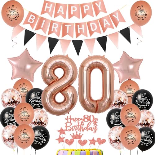 80. Geburtstag Dekoration,rosegold Tortendeko Geburtstag 80 Jahre Frauen,Party Deko 80 Geburtstag Frau Schwarz rosegold ,Tortendeko 80. Geburtstag Frauen,Geburtstagsdeko 80 Jahre Frau Mädchen 80. Geburtstag Dekoration,rosegold Tortendeko Geburtstag 80 Jahre Frauen,Party Deko 80 Geburtstag Frau Schwarz rosegold ,Tortendeko 80. Geburtstag Frauen,Geburtstagsdeko 80 Jahre Frau Mädchen von Hongyantech