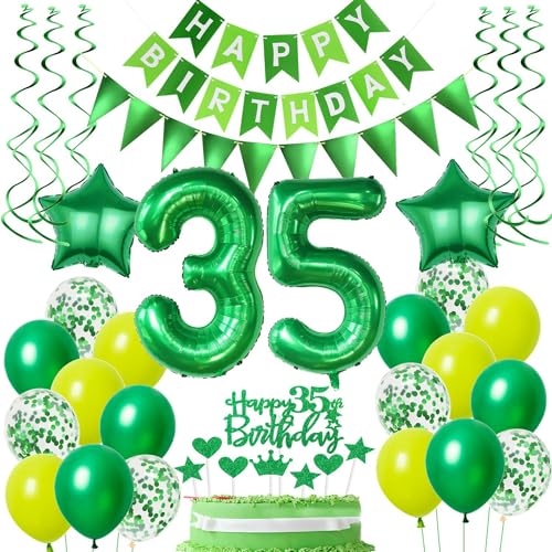Ballons 35 Geburtstag Mann Frauen Grün Luftballons 35. Geburtstag Mann Frauen deko 35. Geburtstag Frauen Grün Tortendeko 35 Geburtstag Männer Geburtstagsdeko 35 Jahre Frau Mann dekoration Grün von Hongyantech