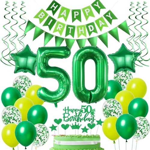Ballons 50 Geburtstag Mann Frauen Grün Luftballons 50. Geburtstag Mann Frauen deko 50. Geburtstag Frauen Grün Tortendeko 50 Geburtstag Männer Geburtstagsdeko 50 Jahre Frau Mann dekoration Grün von Hongyantech