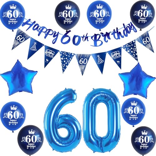 Blau Girlande 60 geburtstag Banner + Dreiecksflaggen + Luftballons Zahl 60 +8 pcs 60 Geburtstag ballons 60 Geburtstag deko für mann,deko 60. Geburtstag mann geburtstagsdeko 60 jahre männer Blau Girlande 60 geburtstag Banner + Dreiecksflaggen + Luftballons Zahl 60 +8 pcs 60 Geburtstag ballons 60 Geburtstag deko für mann,deko 60. Geburtstag mann geburtstagsdeko 60 jahre männer von Hongyantech