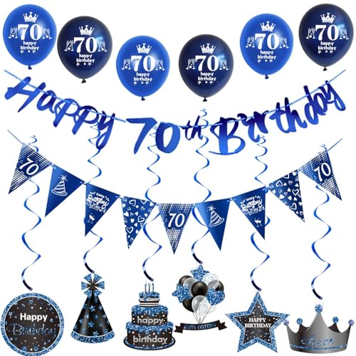 Blau Girlande 70 geburtstag Banner + Dreiecksflaggen + Geburtstag Hängedeko + 6 pcs 70 Geburtstag Luftballons 70 Geburtstag deko für mann,deko 70. Geburtstag mann geburtstagsdeko 70 jahre männer Blau Girlande 70 geburtstag Banner + Dreiecksflaggen + Geburtstag Hängedeko + 6 pcs 70 Geburtstag Luftballons 70 Geburtstag deko für mann,deko 70. Geburtstag mann geburtstagsdeko 70 jahre männer von Hongyantech